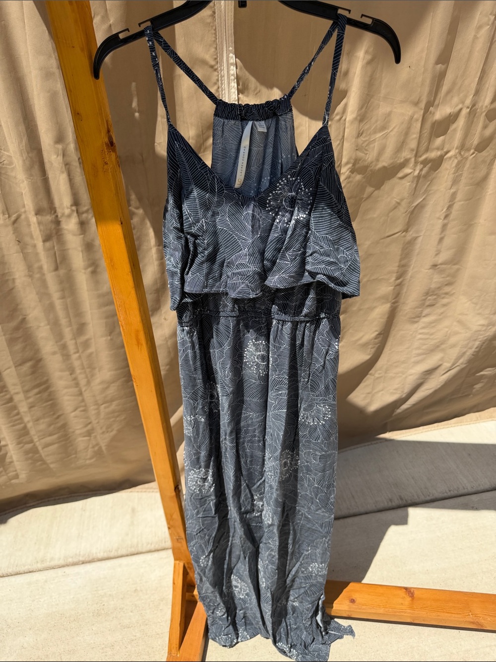 LC Lauren Conrad Navy Blue and White Floral Maxi Dress